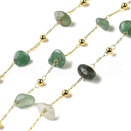 Handmade Natural Green Aventurine Chip Beaded Chains CHC-F020-09G-12-1