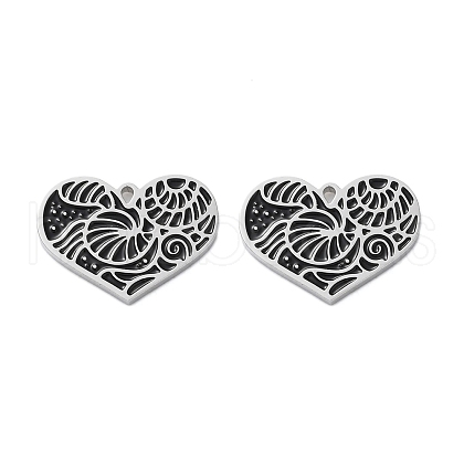 304 Stainless Steel Black Enamel Pendants STAS-M102-67P-1