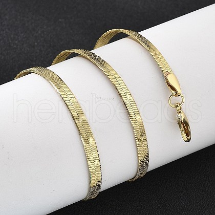 Brass Flat Snake Chain Necklaces for Women NJEW-U035-05G-1