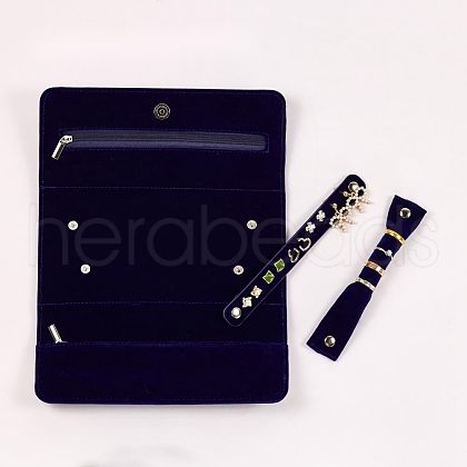 PVC Suede Fabric Travel Jewelry Organizer Roll Foldable Jewelry Case AJEW-I046-01-1