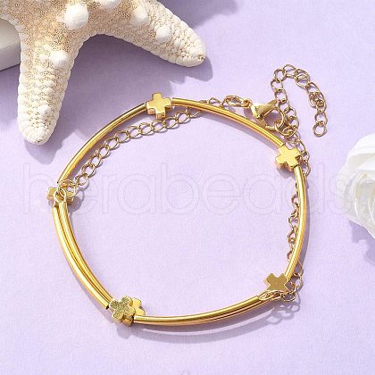 Brass Tube Beads Bracelets for Women BJEW-JB11589-01-1