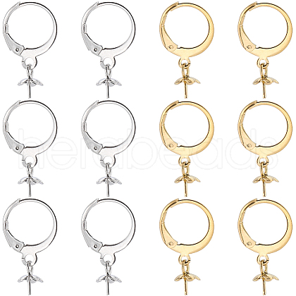 SUNNYCLUE 60Pcs 2 Colors 304 Stainless Steel Leverback Earring Findings STAS-SC0006-48-1