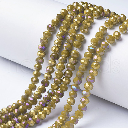 Electroplate Opaque Glass Beads Strands EGLA-A034-P4mm-G04-1