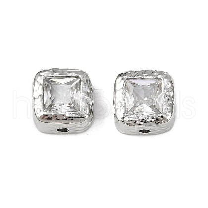 Brass Clear Cubic Zirconia Spacer Beads KK-D375-36P-1