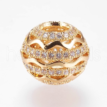 Brass Micro Pave Cubic Zirconia Beads ZIRC-J018-36G-1