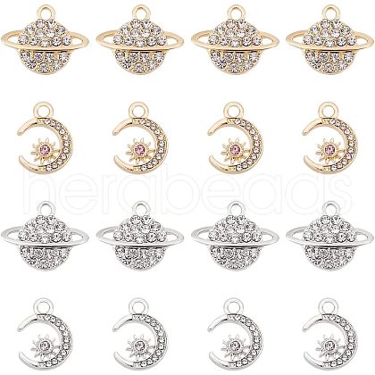 Unicraftale 32Pcs 4 Style Alloy Rhinestone Pendants FIND-UN0001-36-1