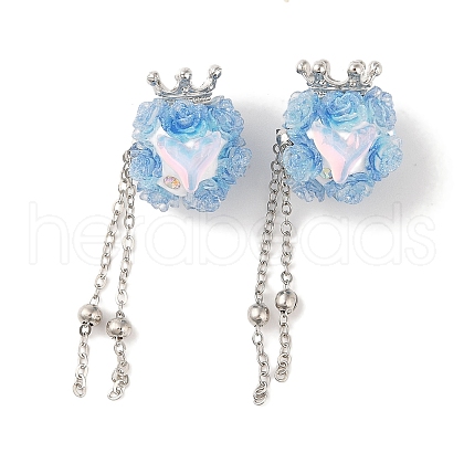 Handmade Polymer Clay Rhinestone Tassel Dangle Beads CLAY-H003-01P-04-1