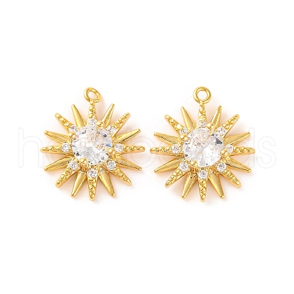Brass Micro Pave Clear Cubic Zirconia Pendants KK-U017-10E-G-1