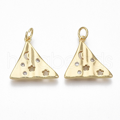 Brass Micro Pave Clear Cubic Zirconia Pendants KK-S356-030G-NF-1