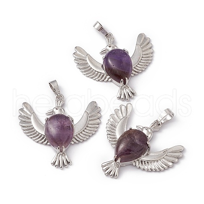 Natural Amethyst Pendants G-P484-05P-05-1
