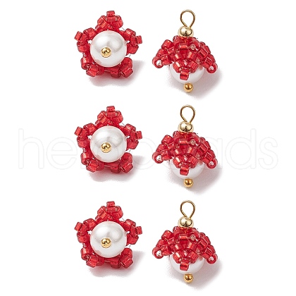 Cylinder Seed Beaded Flower Pendants PALLOY-MZ00705-03-1