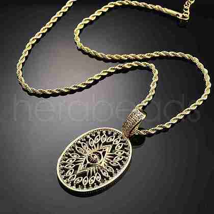 Brass Cubic Zirconia Pendant Necklaces for Women NJEW-U034-02A-G-1