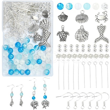 DIY Sea Animal Alloy Dangle Earrings Making Kits DIY-YW0009-52-1