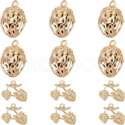 BENECREAT 12Pcs 2 Styles Brass Pendants KK-BC0014-15-1
