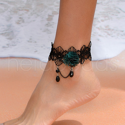 Rose Flower Lace Anklets for Women FS-WGE6489-01-1