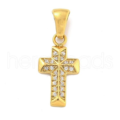 Ion Plating(IP) 304 Stainless Steel Cubic Zirconia Pendants STAS-C102-04E-G-1