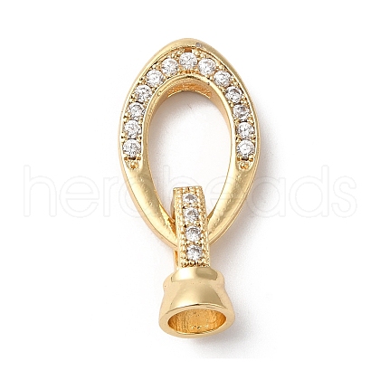Brass Micro Pave Clear Cubic Zirconia Fold Over Clasp KK-C062-040G-01-1