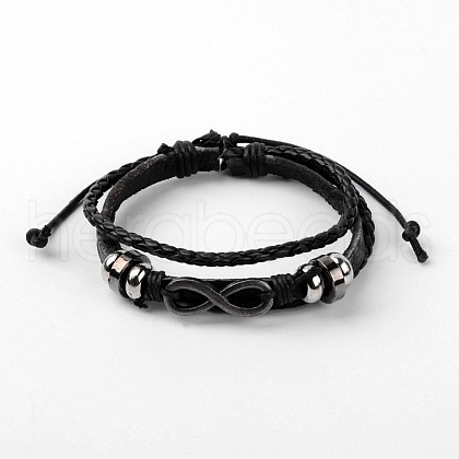 Adjustable Multi-Strand Leather Cord Bracelets X-BJEW-D423-03A-1