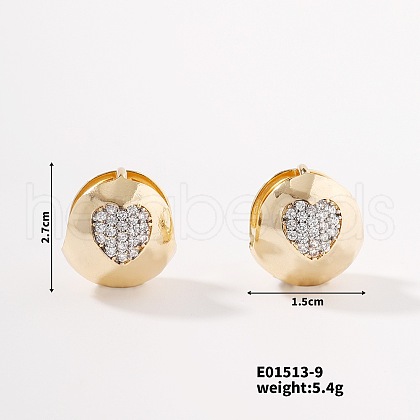 Shiny Simple Heart-shaped Earrings with Rhinestones OE0179-1