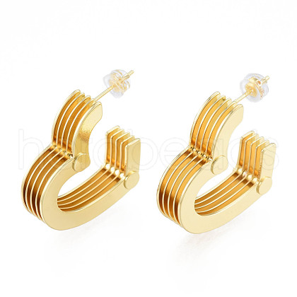 Brass Multi-Layer Heart Stud Earrings EJEW-N011-89-1