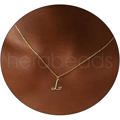 Fashionable Brass Letter Heart Pendant Necklaces for Women FS-WGD0E1D-12-1