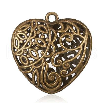 Tibetan Style Alloy Hollow Heart Pendants PALLOY-J220-14AB-1
