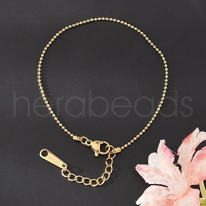 Ion Plating(IP) 304 Stainless Steel Ball Chain Bracelet for Women BJEW-G667-10G-1
