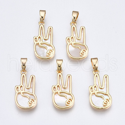 Brass with Natural Sea Shell Pendants KK-Q277-022-NF-1