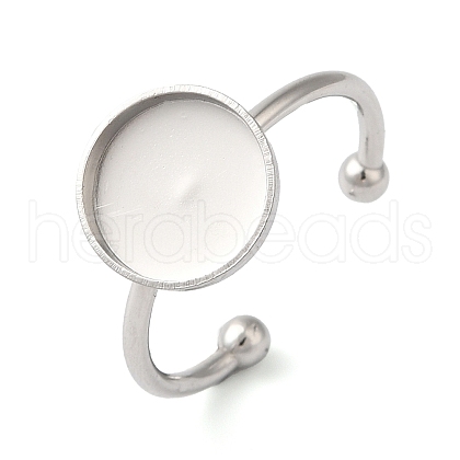 Non-Tarnish 304 Stainless Steel Open Cuff Ring Components STAS-I306-05C-P-1