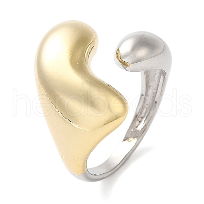 Heart Brass Open Cuff Rings for Women RJEW-B062-08PG-1