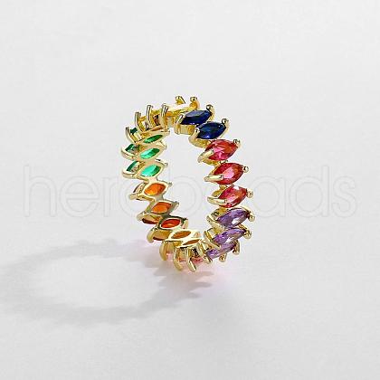 Fashionable Horse Eye Brass Micro Pave Cubic Zirconia Ring for Women VZ3036-14-1