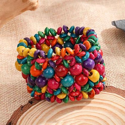 Bohemia & Ethnic Style Wood Stretch Bracelets for Women WG33998-08-1