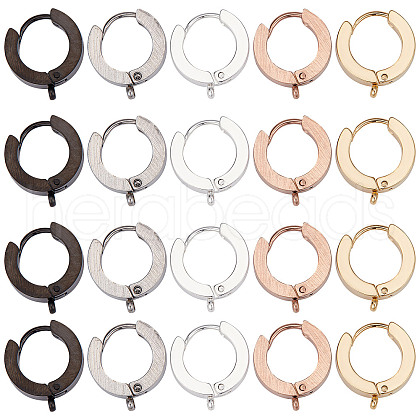 SUNNYCLUE 20Pcs 5 Style Stainless Steel Huggie Hoop Earrings Findings STAS-SC0004-51-1