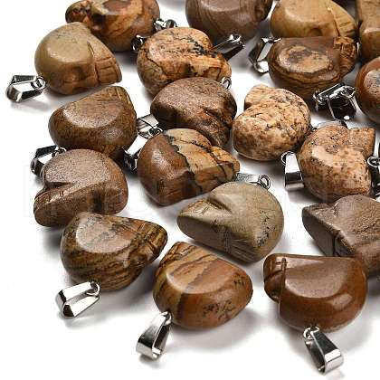 Natural Picture Jasper Pendants G-Z067-02P-05-1