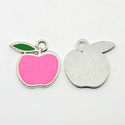 Apple Antique Silver Tone Alloy Enamel Pendants ENAM-N038-12A-1