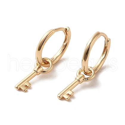 Brass Dangle Hoop Earrings EJEW-C073-44KCG-1