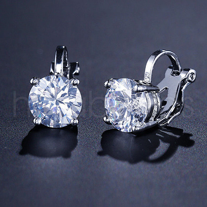 Brass Cubic Zirconia Clip-on Earrings WGE68B6-01-1