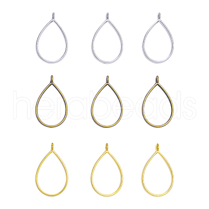 Rack Plating Alloy Drop Open Back Bezel Pendants PALLOY-CJ0001-24-FF-1