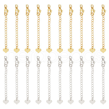 Unicraftale 20Pcs 2 Colors Brass Curb Chain Extender KK-UN0001-79-1