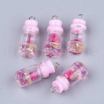 Glass Bottle Pendant Decorations GLAA-S181-05E-1