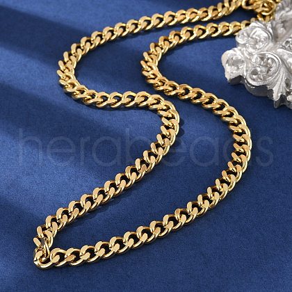 Brass Cuban Link Chain Necklacea for Women Men NJEW-F337-03G-02-1