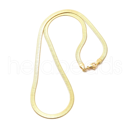 4mm Rack Plating Brass Flat Snake Chain Necklaces for Women Men MAK-L044-14G-1