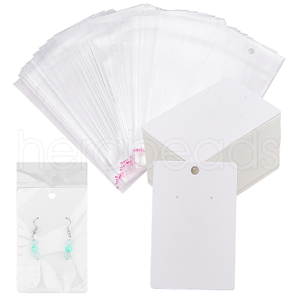 DICOSMETIC 150Pcs Rectangle Paper One Pair Earring Display Cards with Hanging Hole CDIS-DC0001-02A-1