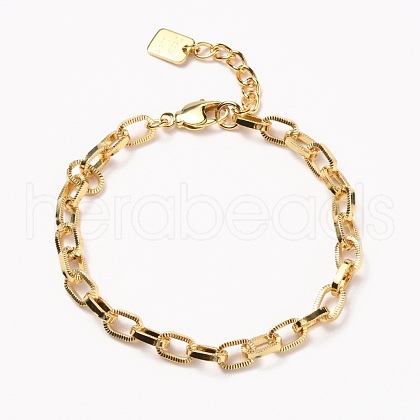 Brass Cable Chain Bracelets BJEW-H537-13G-1