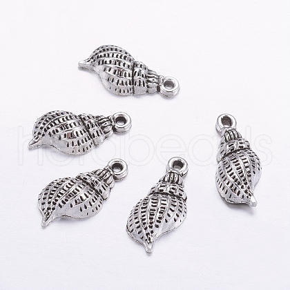 Tibetan Style Alloy Whelk/Conch Shell Pendants X-TIBEP-Q043-226-RS-1