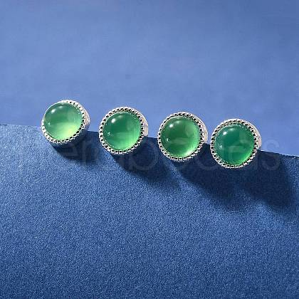 Natural Green Onyx Agate(Dyed & Heated) Ear Studs EJEW-L099-08P-1