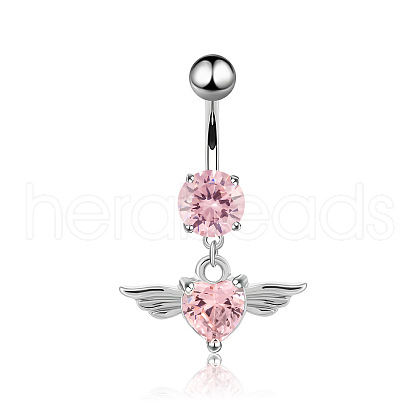 Piercing Jewelry Stainless Steel Micro Pave Cubic Zirconia Split Navel Ring Belly Rings WG4019F-03-1