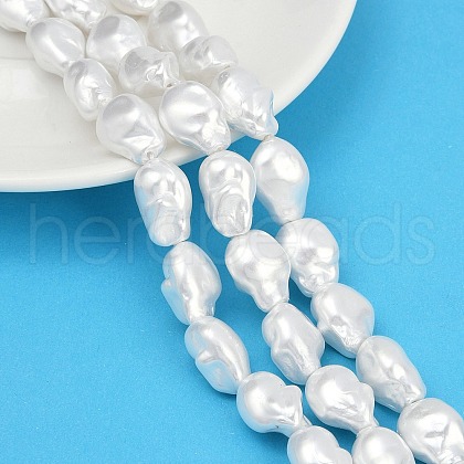 Electroplate Porcelain Imitation Pearl Beads Strands BSHE-Z009-08-1