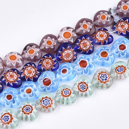 Handmade Millefiori Lampwork Beads Strands LAMP-S191-19A-M-1