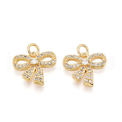 Brass Micro Pave Cubic Zirconia Charms KK-N257-42G-1
